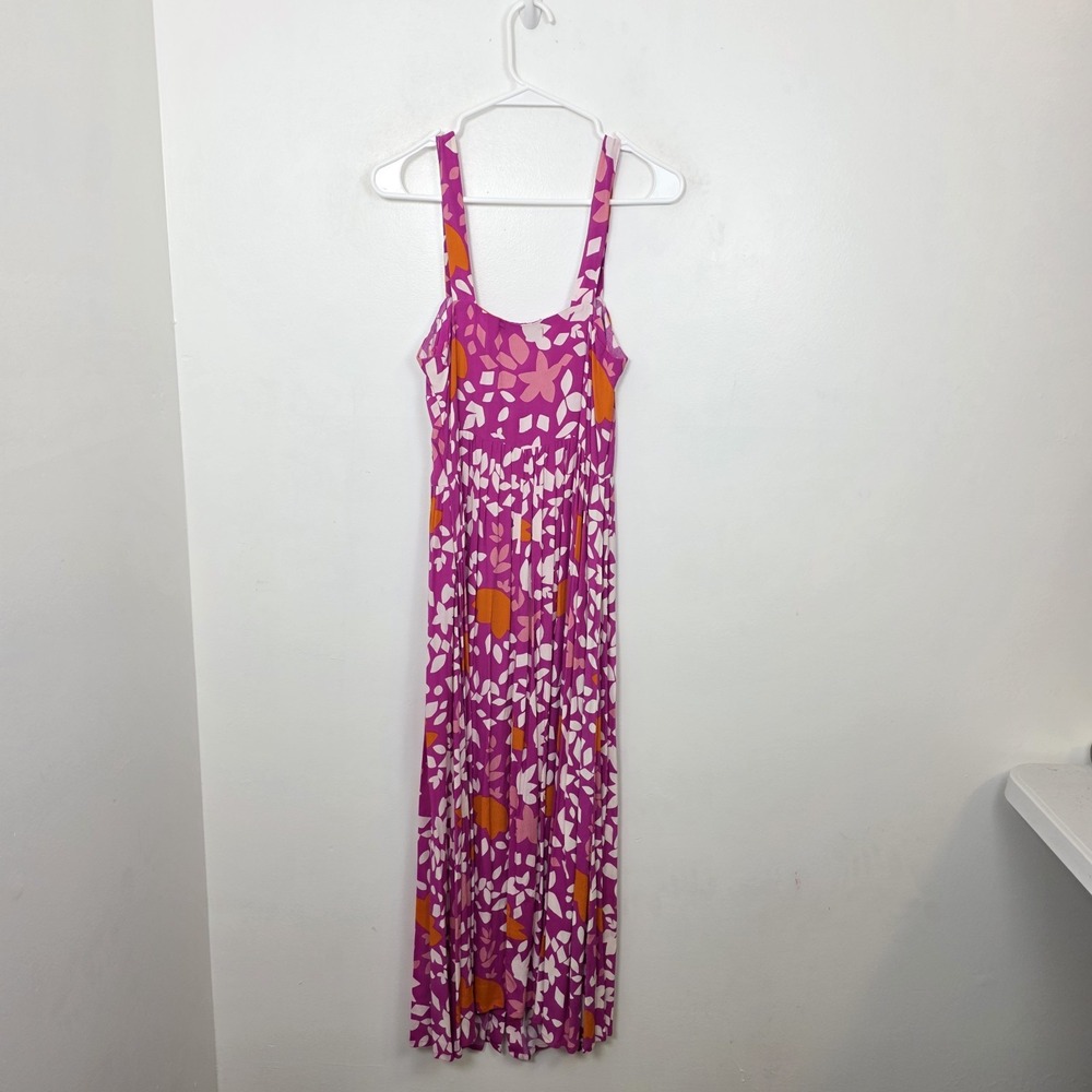 Mister Zimi Pink Orange White Button Up Ruby Sleeveless Summer Midi Dress Size 6 - Picture 8 of 9